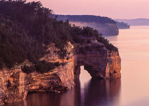 The famed Pictured Rocks at sunset.