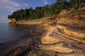The Lake Superior shoreline at Pictured Rocks.