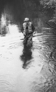 Art Neumann, a founding father of Trout Unlimited, fishing on the Rifle River.