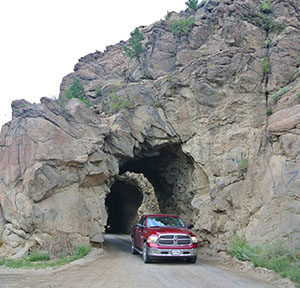 The historic Midland Railroad Tunnels are used by vehicles today along Country Road 371.